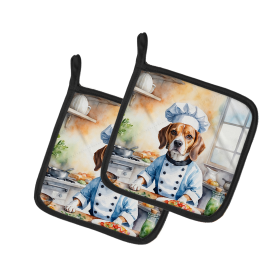The Dog Chef Pair of Pot Holders (Design: Beagle 6197, size: 7.5HX7.5W)