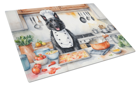 The Dog Chef Glass Cutting Board (Dog Breed: Belgian Sheepdog 6201, size: large)