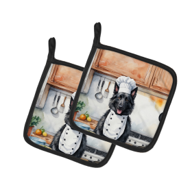 The Dog Chef Pair of Pot Holders (Design: Belgian Sheepdog 6201, size: 7.5HX7.5W)