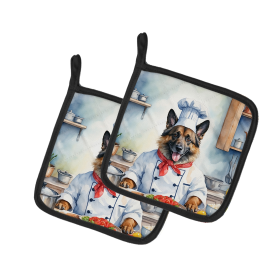 The Dog Chef Pair of Pot Holders (Design: Belgian Tervuren 6202, size: 7.5HX7.5W)