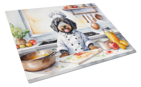 The Dog Chef Glass Cutting Board (Dog Breed: Bernedoodle 6205, size: large)