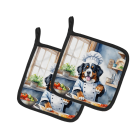 The Dog Chef Pair of Pot Holders (Design: Bernese Mountain Dog 6206, size: 7.5HX7.5W)