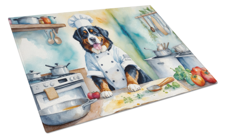 The Dog Chef Glass Cutting Board (Dog Breed: Bernese Mountain Dog 6207, size: large)