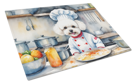 The Dog Chef Glass Cutting Board (Dog Breed: Bichon Frise 6208, size: large)