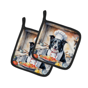 The Dog Chef Pair of Pot Holders (Design: Border Collie 6212, size: 7.5HX7.5W)