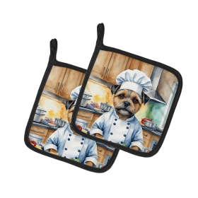 The Dog Chef Pair of Pot Holders (Design: Border Terrier 6213, size: 7.5HX7.5W)