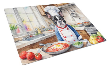 The Dog Chef Glass Cutting Board (Dog Breed: Boston Terrier 6216, size: large)