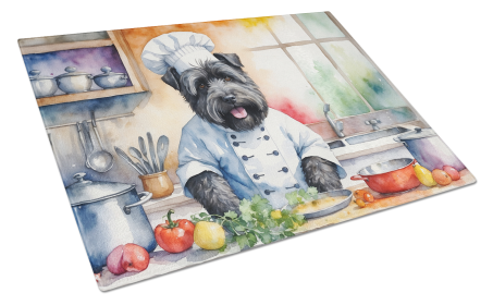 The Dog Chef Glass Cutting Board (Dog Breed: Bouvier des Flandres 6217, size: large)