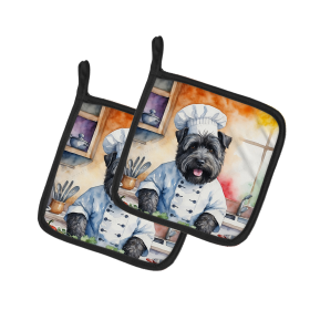 The Dog Chef Pair of Pot Holders (Design: Bouvier des Flandres 6217, size: 7.5HX7.5W)
