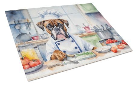 The Dog Chef Glass Cutting Board (Dog Breed: Boxer 6219, size: large)