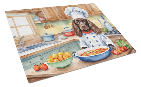 The Dog Chef Glass Cutting Board (Dog Breed: Boykin Spaniel 6220, size: large)