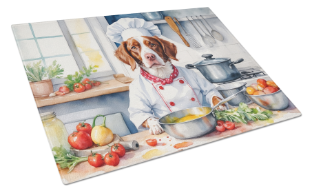 The Dog Chef Glass Cutting Board (Dog Breed: Brittany Spaniel 6221, size: large)