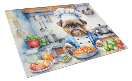 The Dog Chef Glass Cutting Board (Dog Breed: Brussels Griffon 6222, size: large)