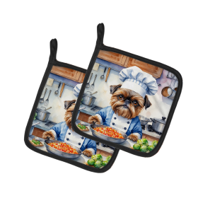 The Dog Chef Pair of Pot Holders (Design: Brussels Griffon 6222, size: 7.5HX7.5W)