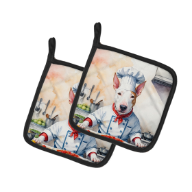 The Dog Chef Pair of Pot Holders (Design: Bull Terrier 6223, size: 7.5HX7.5W)