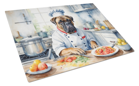 The Dog Chef Glass Cutting Board (Dog Breed: Bullmastiff 6224, size: large)