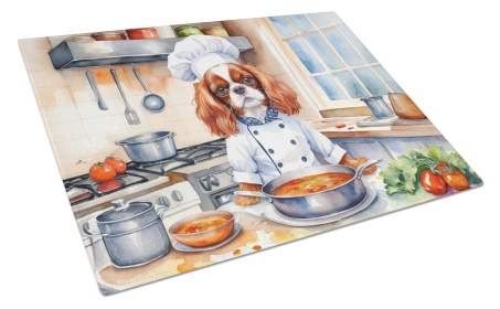 The Dog Chef Glass Cutting Board (Dog Breed: Cavalier Spaniel 6227, size: large)