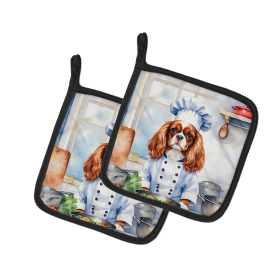 The Dog Chef Pair of Pot Holders (Design: Cavalier Spaniel 6228, size: 7.5HX7.5W)