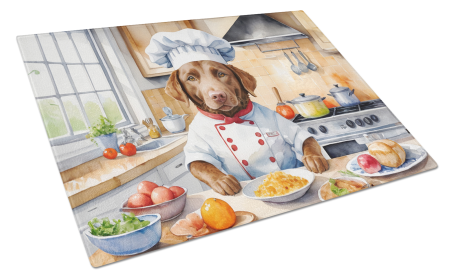The Dog Chef Glass Cutting Board (Dog Breed: Chesapeake Bay Retriever 6229, size: large)