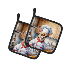 The Dog Chef Pair of Pot Holders (Design: Chihuahua 6230, size: 7.5HX7.5W)