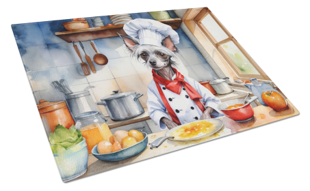 The Dog Chef Glass Cutting Board (Dog Breed: Chinese Crested 6231, size: large)
