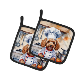 The Dog Chef Pair of Pot Holders (Design: Cockapoo 6233, size: 7.5HX7.5W)