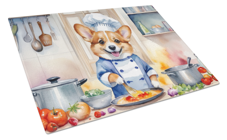 The Dog Chef Glass Cutting Board (Dog Breed: Corgi 6235, size: large)