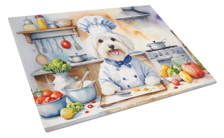 The Dog Chef Glass Cutting Board (Dog Breed: Coton de Tulear 6236, size: large)