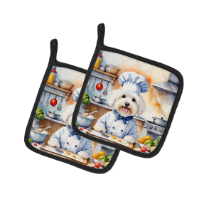 The Dog Chef Pair of Pot Holders (Design: Coton de Tulear 6236, size: 7.5HX7.5W)
