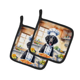 The Dog Chef Pair of Pot Holders (Design: Curly-Coated Retriever 6237, size: 7.5HX7.5W)
