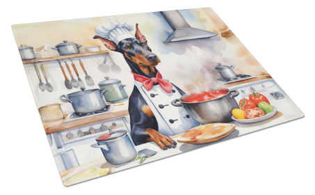 The Dog Chef Glass Cutting Board (Dog Breed: Doberman Pinscher 6240, size: large)