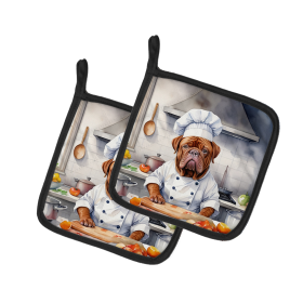 The Dog Chef Pair of Pot Holders (Design: Dogue de Bordeaux 6241, size: 7.5HX7.5W)