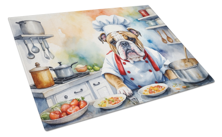 The Dog Chef Glass Cutting Board (Dog Breed: English Bulldog 6242, size: large)