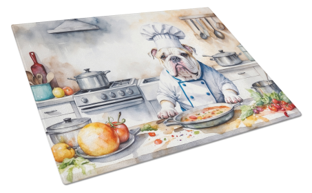 The Dog Chef Glass Cutting Board (Dog Breed: English Bulldog 6243, size: large)