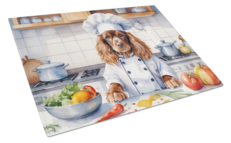 The Dog Chef Glass Cutting Board (Dog Breed: English Cocker Spaniel 6244, size: large)