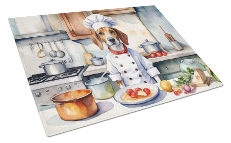 The Dog Chef Glass Cutting Board (Dog Breed: English Foxhound 6245, size: large)
