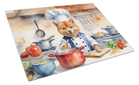 The Dog Chef Glass Cutting Board (Dog Breed: Finnish Spitz 6248, size: large)