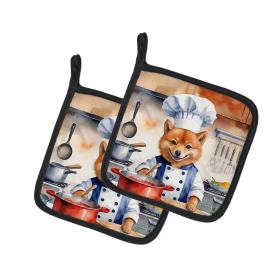 The Dog Chef Pair of Pot Holders (Design: Finnish Spitz 6248, size: 7.5HX7.5W)