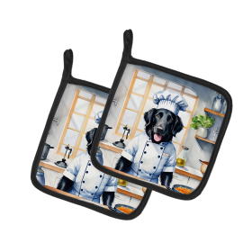 The Dog Chef Pair of Pot Holders (Design: Flat-Coated Retriever 6249, size: 7.5HX7.5W)