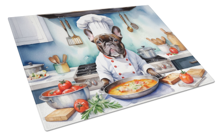 The Dog Chef Glass Cutting Board (Dog Breed: French Bulldog 6251, size: large)