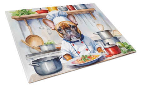 The Dog Chef Glass Cutting Board (Dog Breed: French Bulldog 6252, size: large)