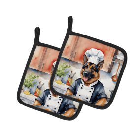 The Dog Chef Pair of Pot Holders (Design: German Shepherd 6253, size: 7.5HX7.5W)