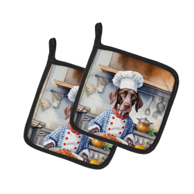 The Dog Chef Pair of Pot Holders (Design: German Shorthaired Pointer 6254, size: 7.5HX7.5W)