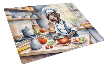 The Dog Chef Glass Cutting Board (Dog Breed: German Wirehaired Pointer 6255, size: large)