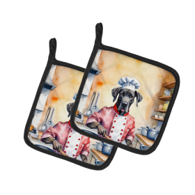 The Dog Chef Pair of Pot Holders (Design: Great Dane 6260, size: 7.5HX7.5W)