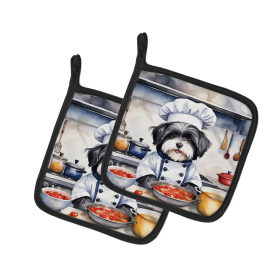 The Dog Chef Pair of Pot Holders (Design: Havanese 6265, size: 7.5HX7.5W)