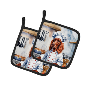 The Dog Chef Pair of Pot Holders (Design: Irish Setter 6266, size: 7.5HX7.5W)