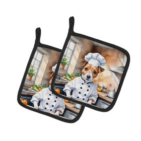The Dog Chef Pair of Pot Holders (Design: Jack Russell Terrier 6270, size: 7.5HX7.5W)