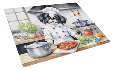 The Dog Chef Glass Cutting Board (Dog Breed: Japanese Chin 6271, size: large)
