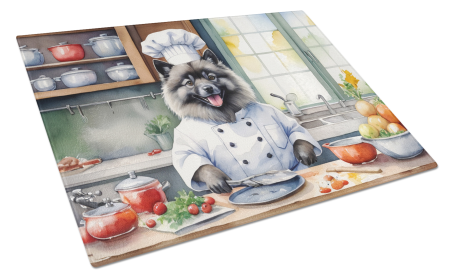 The Dog Chef Glass Cutting Board (Dog Breed: Keeshond 6272, size: large)